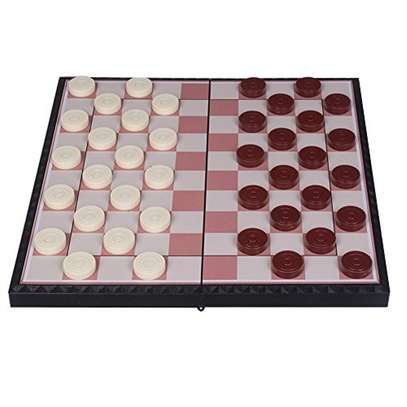 Family Magnetic Draught Riddle Checkers Board Game image 1