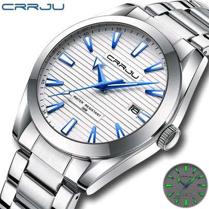 CRJJU 5006 Watches Men Simple Stainless Steel Quartz Silver image 1