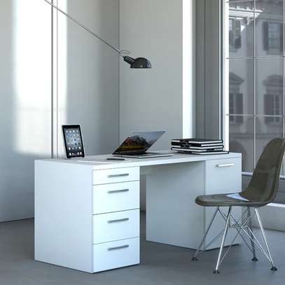 Office Desk: White Office Desk With Drawers image 1
