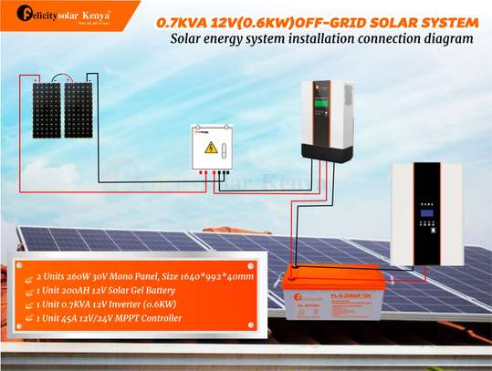 0.7KVA 12V (0.6W) Off Grid Solar System With 200AH Battery image 1
