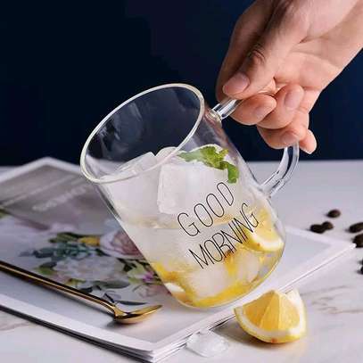 2pcs Borosilicate Good Morning Printed Glass Mug image 3