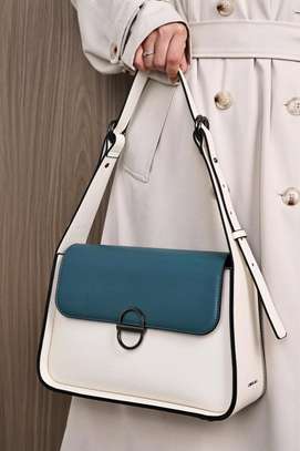 Two-Tone Leather Shoulder Bag Adjustable Strap image 5