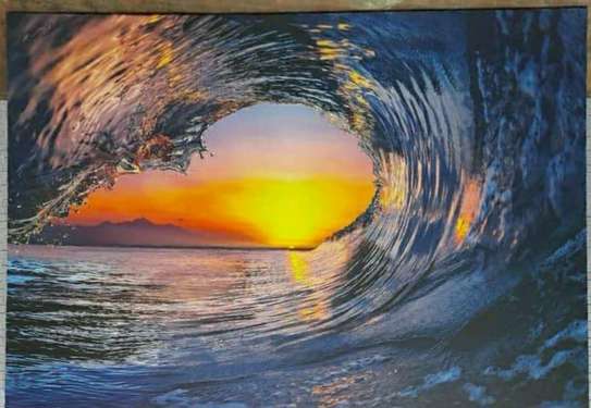 Stunning (sunset ocean wave barrel) Canvas Wall Art image 1