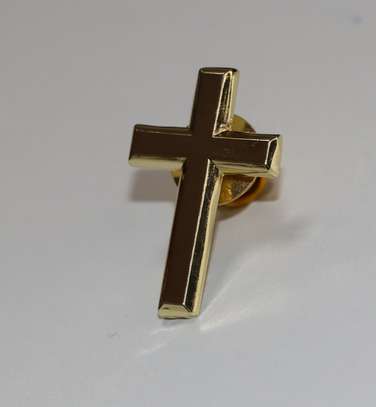 Cross (gold) Lapel Pin Badge image 3
