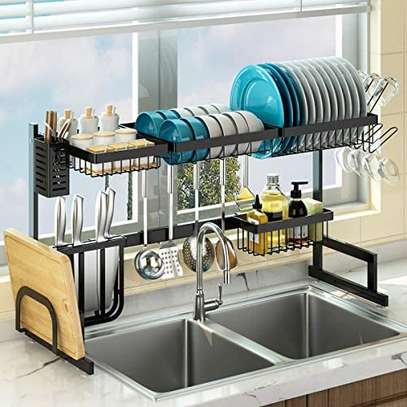 Over the sink dish drainer adjustable dish rack organizer image 2