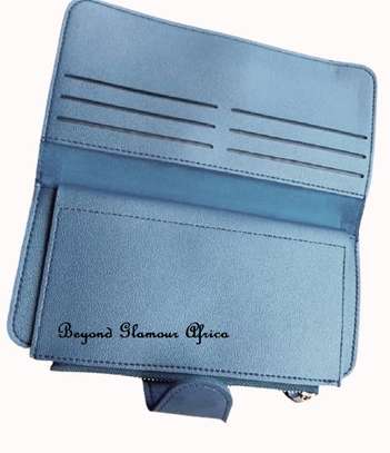 Womens Blue leather wallet with Crystal Earrings image 3