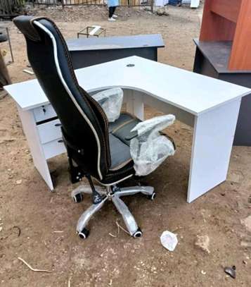 Home office desk table plus office leather chair image 3