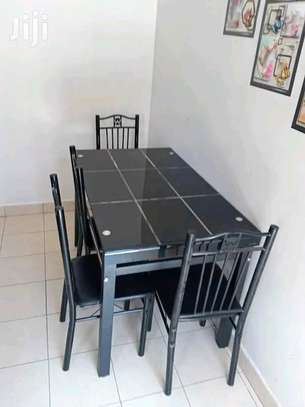 Black home dining table 4 chairs image 1
