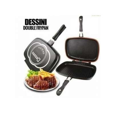 36cm Black Double Sided Grill,Cook, Handy Frying Pan image 2