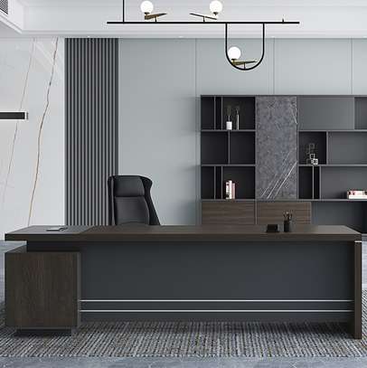 Modern CEO Office Table – L-Shaped Wood Executive Desk image 6