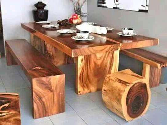 Rustic dining table and chairs image 1