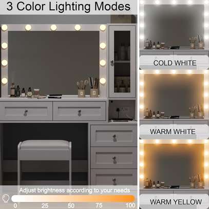 43" Wide Vanity Desk with Mirror, 11 Lights & 5 Drawers image 5