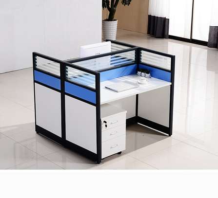 OFFICE DESK: 6 Way Blue Office Workstation image 3