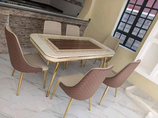 Luxurious marble top dinning set image 2