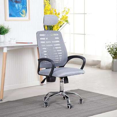 Office Chair: Adjustable Headrest, Lumbar, Swivel, Black image 3