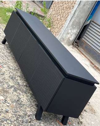 White Modern tv stand with Large Capacity Glossy Finish image 4
