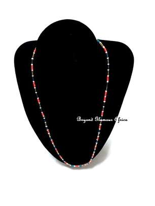 Womens Red Maasai beaded jewelry set image 2