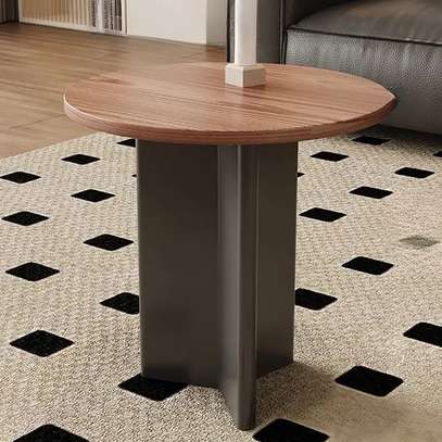 Boardroom Table; 120cm Brown Wooden Round Boardroom Table image 4