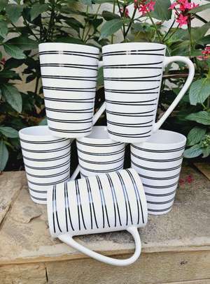 6 pc black, white mug image 2