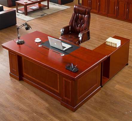 Office Desk: 1400mm Mahogany L-Desk image 1