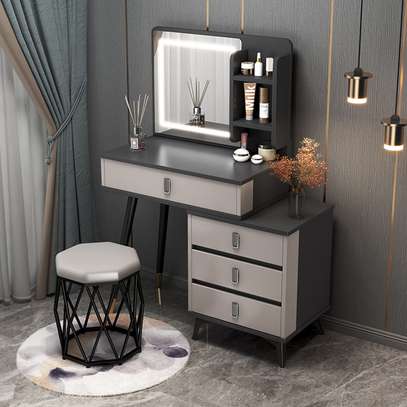 Dresser;  Modern Makeup Vanity Desk with Mirror, Lights, image 9