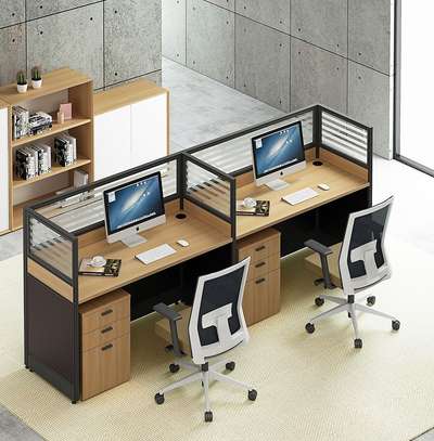 Office Workstation: 2-Way Straight Office Working Desk image 1
