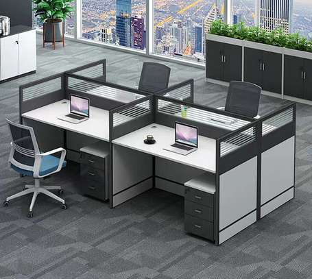 OFFICE DESK: 4 Way Office Workstation Desk image 1