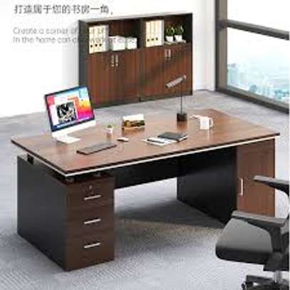 1.4 M Rectangular Executive Office Desk with Drawers image 8