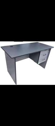 Grey office desk with drawers image 1