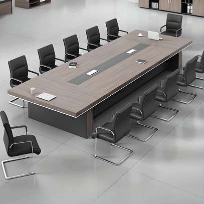 Modern Executive Conference Table Set – Solid Wood image 1