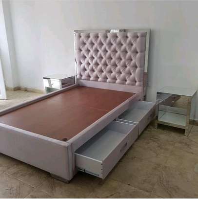 4*6 deep tufted bed with underbed drawers image 1
