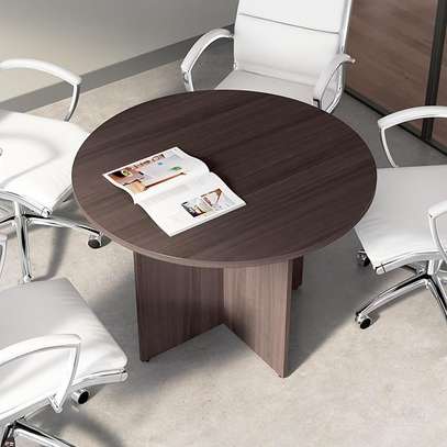 1000mm Oak Wood Round Meeting Table image 1