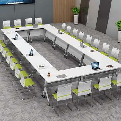 Removable Splicing Folding Desk with Wood Top & Wheels image 7