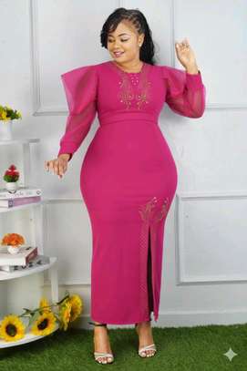 Elegant  Long Dress with Sheer Puffed Sleeves image 14