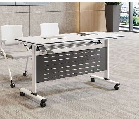 Foldable Meeting Table Set – Mobile Modular Wood Desk image 1
