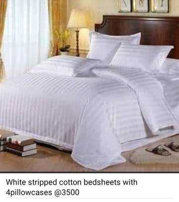 Excecutive white stripped cotton bedsheets image 11