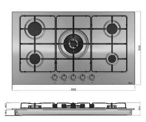 Mika Built-In Gas Hob, 90cm, 5 Gas with WOK, S.S image 3