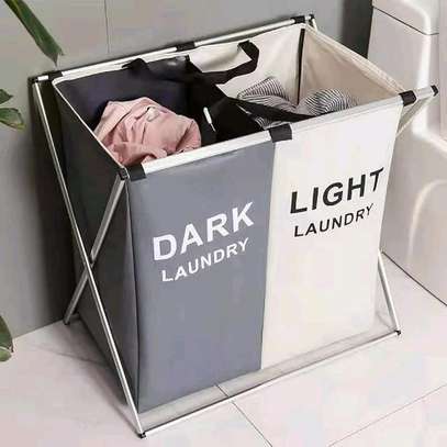 *2 compartment foldable laundry Basket image 1