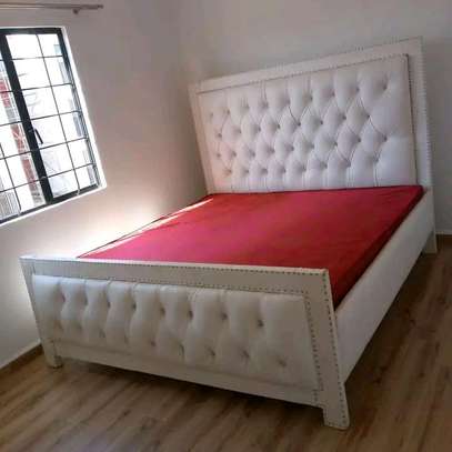 Modern fabric bed plus mattress image 1