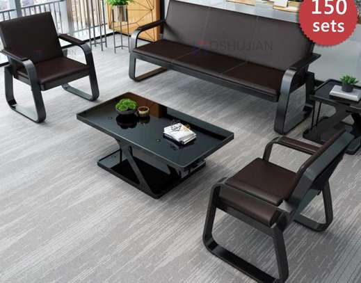 Office Sofa:  5-Seater Black Office Reception Sofa image 6