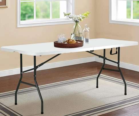 Dining Table:  6-Seater White Blow Molded Dining Table image 1