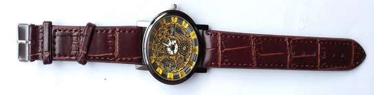 Mens Leather skeleton watches with cardholder combo image 3