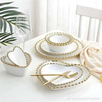 The 30pcs Nordic classy dinner set with gold rim. image 5
