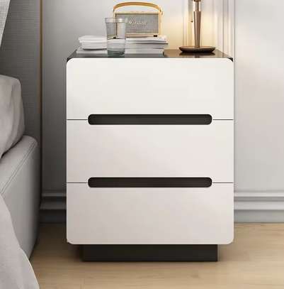 White Wooden Nordic Style Side Bedroom Cabinet image 9