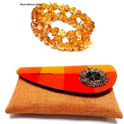 Womens Brown Maasai Clutch with bracelet combo image 2
