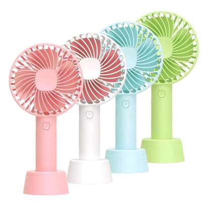 Mini portable rechargeable fan with standing base image 1