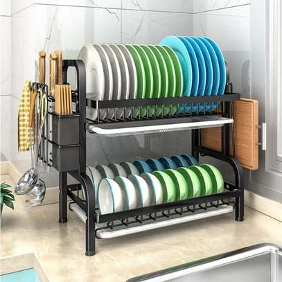 2 tier dish rack with cutlery holder & Chop Board Holder image 2