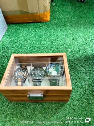 3 slots wooden watch organizer image 3