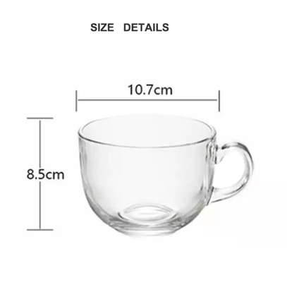 Set of 3 large 16oz (480)ml glass wide mouth coffee mug/hwk image 3