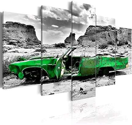 5pcs wall art green salvage sports car image 1